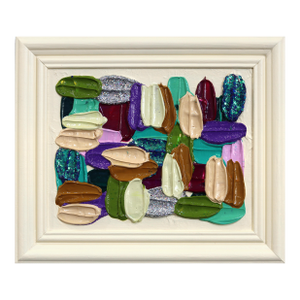 Juicy Marks - Colorful Impasto Textural Thick Paint Framed Abstract Painting by Shiri Phillips