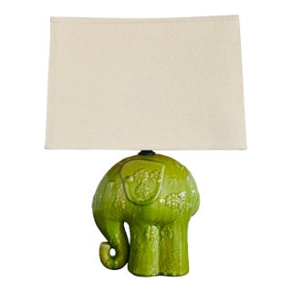 Whimsical Ceramic Elephant Lamp With Daisies For Sale