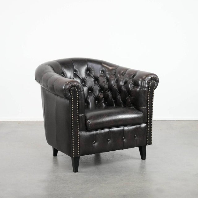Chesterfield Club Chair in Cowhide Leather For Sale - Image 15 of 15