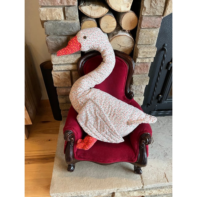 Vintage Red Velvet Children / Dog Grandfathers Chair For Sale In Minneapolis - Image 6 of 11