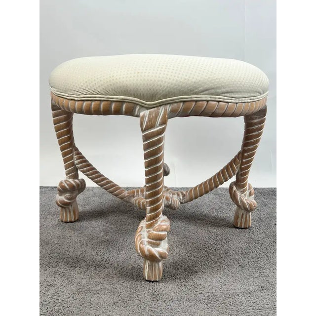 French French Napoleon III Style Faux Rope Stool or Ottoman by Cugini Lanzani For Sale - Image 3 of 10