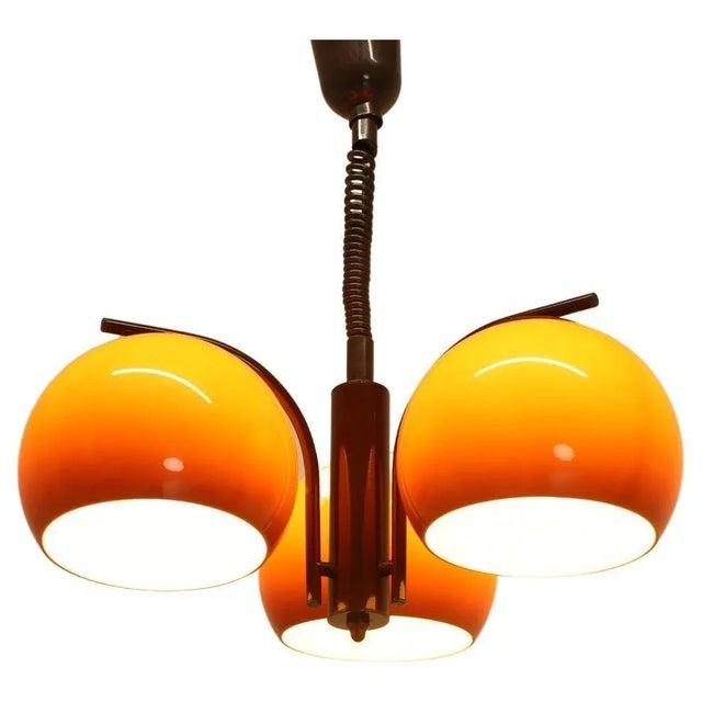 Orange Mid-Century Adjustable Chandelier, 1970s For Sale - Image 8 of 12