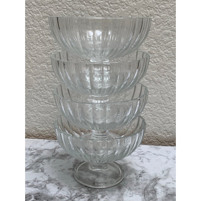 1990s Vintage Scalloped Glass Dessert Pedestal Bowls, Set of Four For Sale - Image 5 of 8