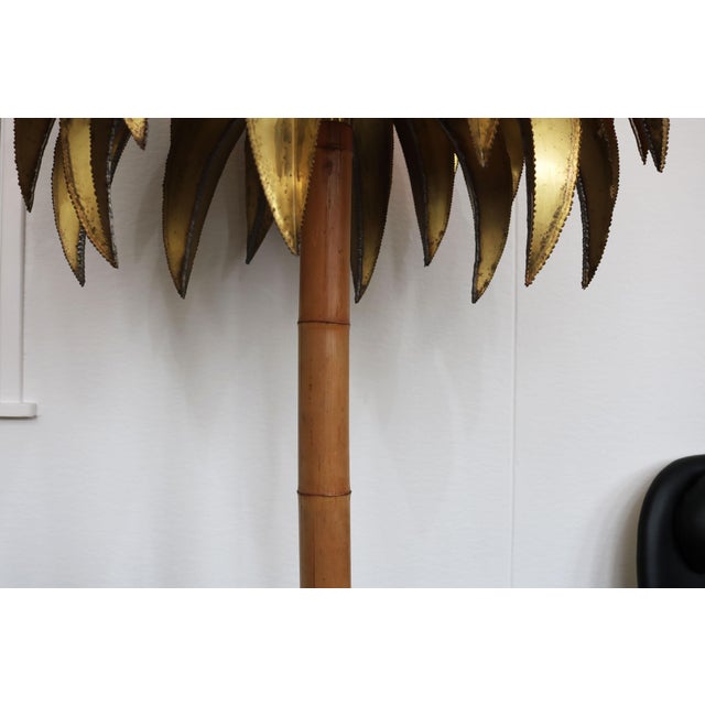 Wood Large Christian Techoueyres Palm Tree Floor Lamp for Maison Jansen, 1970s For Sale - Image 7 of 9