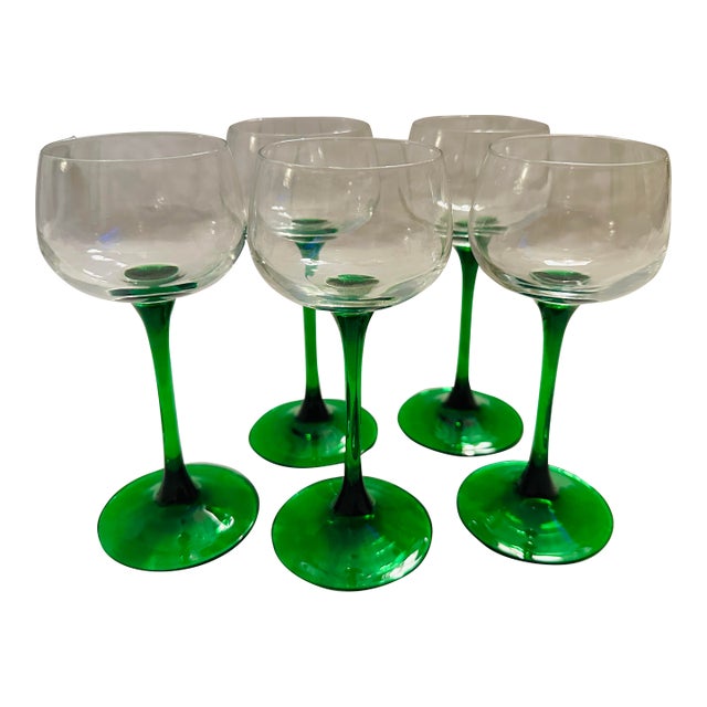 Cristal d'Arques-Durand "Emerald" Set of 5 Wine Glasses For Sale