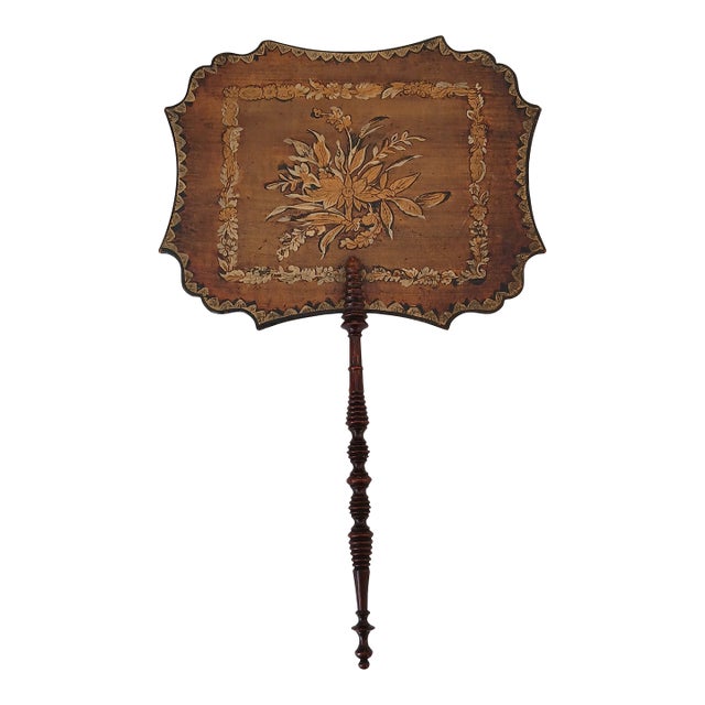 Georgian Hand-Painted Wood Face Screen Antique Free Shipping! For Sale