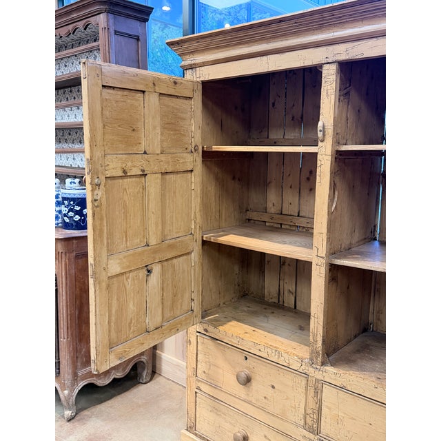 Antique 19th Century Irish Scrub Pine Two-Door Clothing Armoire With Three Drawers For Sale In New York - Image 6 of 11