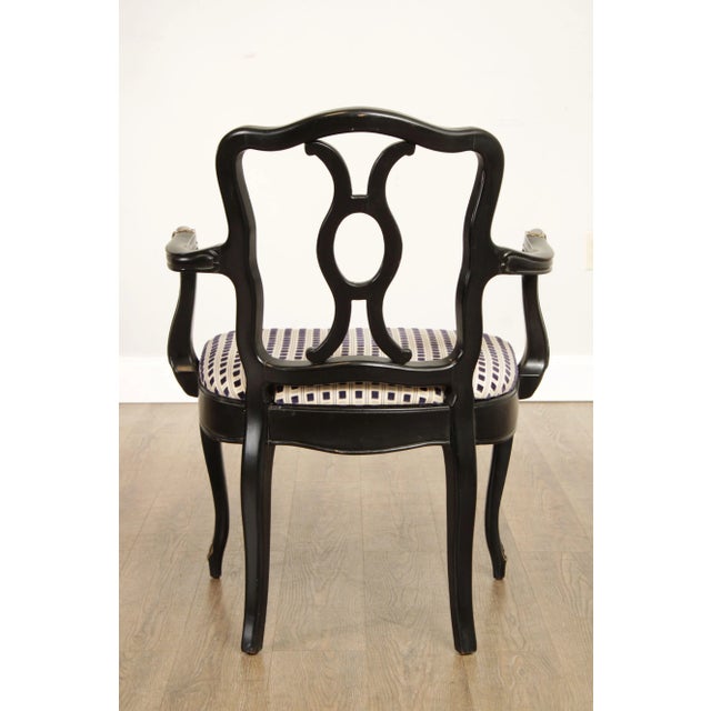 Mid 20th Century Mid 20th Century French Louis XV Style Carved Ebonized Dining Armchairs - A Pair For Sale - Image 5 of 13