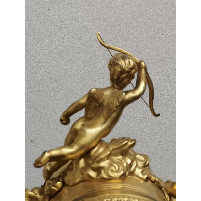 Gilt Bronze Desk Clock with Elephant Angel Decor For Sale - Image 17 of 18