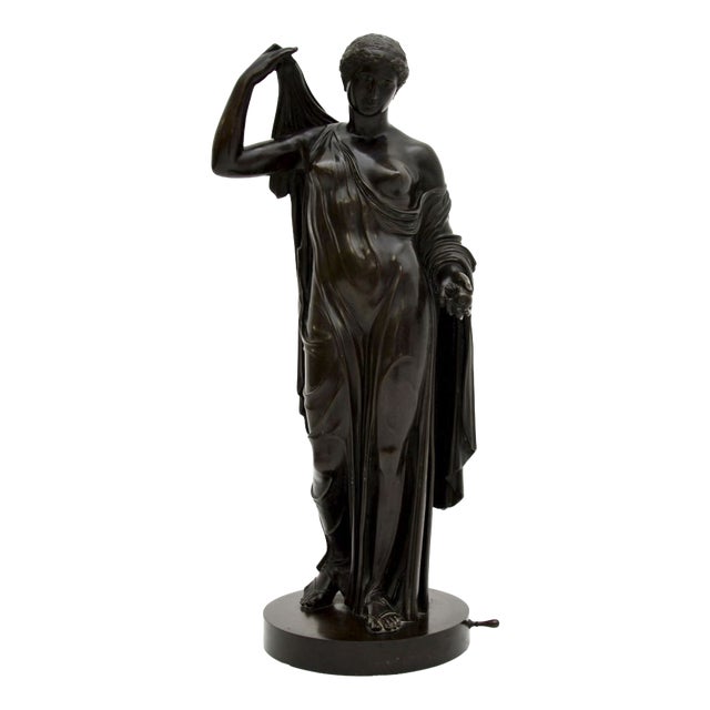 Neoclassical French Artist, Large Sculpture of Robed Lady, 1880, Bronze For Sale