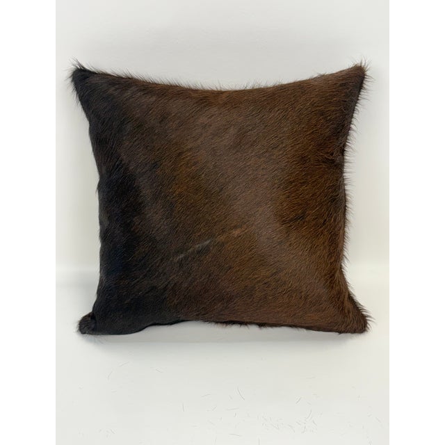 Reversible 16” X 16” Premium Brazilian Watusi Cowhide Pillow Cover – Sculptural Spine Composition - Handcrafted by Pablo Sota Designs. For Sale In Tampa - Image 6 of 11