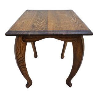 Vintage Square Oak Plant Stand or Small Side Table For Sale