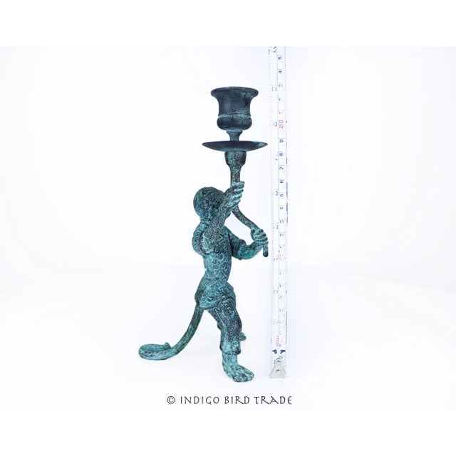Vintage Solid Brass Butler Monkey Candle Holder Sculpture For Sale In Greenville, SC - Image 6 of 6