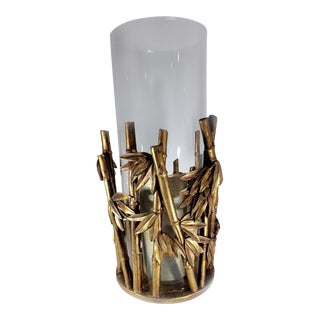 Large Faux Bamboo Design Pillar Candle Holder For Sale