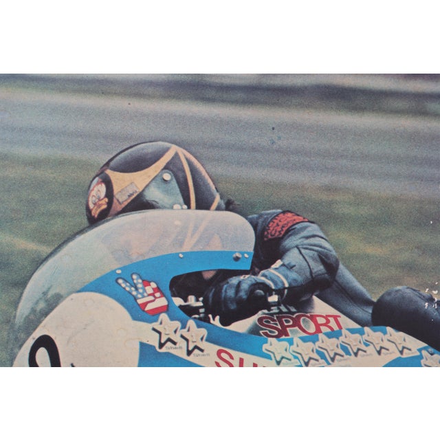 Blue Signed European Formula 750 Champion Poster of Barry Sheene, 1973 For Sale - Image 8 of 11