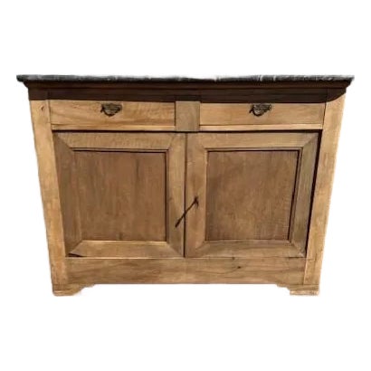 19th Century French Louis Philippe Walnut Bleached Marble Top Sideboard / Buffet. For Sale