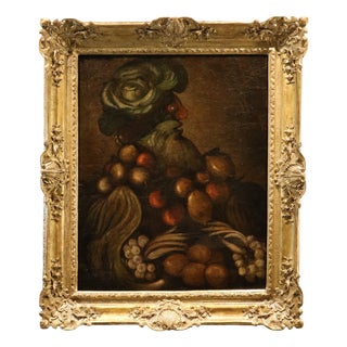 Follower of Giuseppe Arcimboldo, Anthropomorphic Allegory of Winter, 18th Century, Oil Painting on Canvas, Framed For Sale