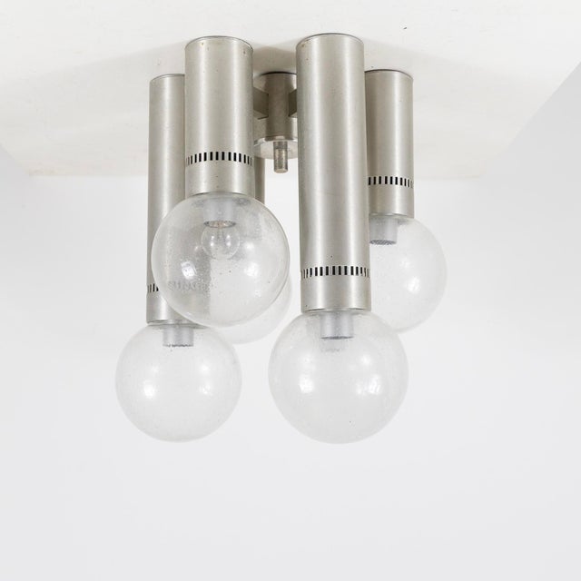 6-Light Chandelier in Metal and Glass, Italy, 1970s For Sale - Image 9 of 9