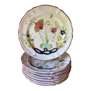 Italian Multicolor Cantagalli Carnation Design Dinner Plates- Set of 8 For Sale