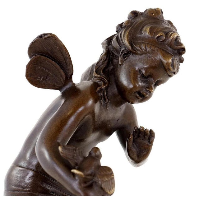Art Nouveau Fairy Sculpture, Brown Patinated Bronze For Sale - Image 4 of 6
