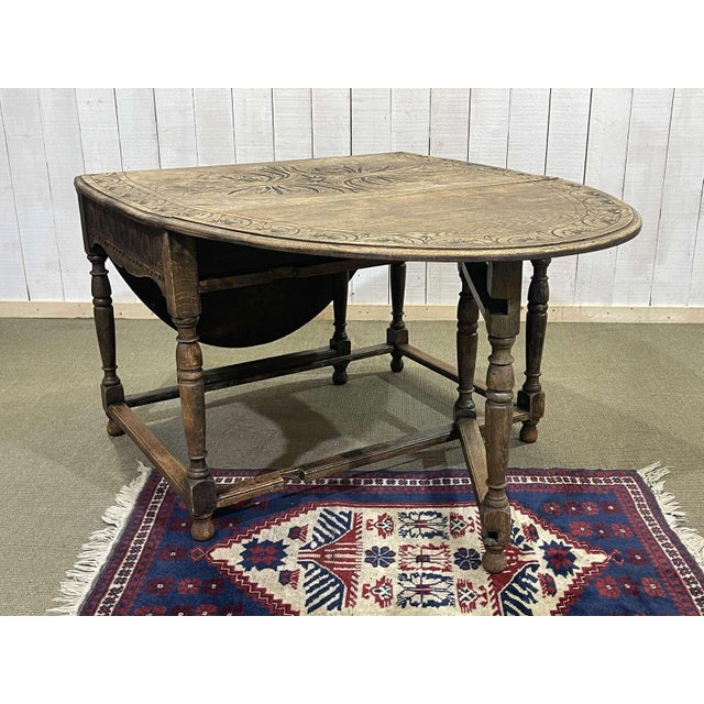 English Oak Drop-Leaf Table For Sale - Image 5 of 16