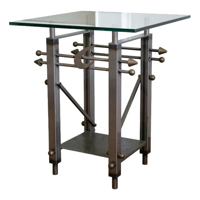 Postmodern Glass Side Table, 1990s For Sale