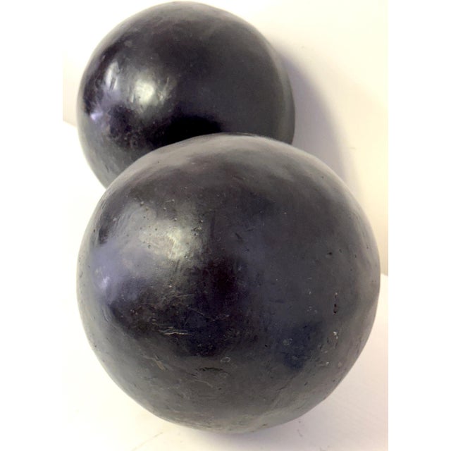 Graduated (9" & 7") Pair of Artisan Bronze Garden Balls / Sculptural Spheres For Sale - Image 9 of 18