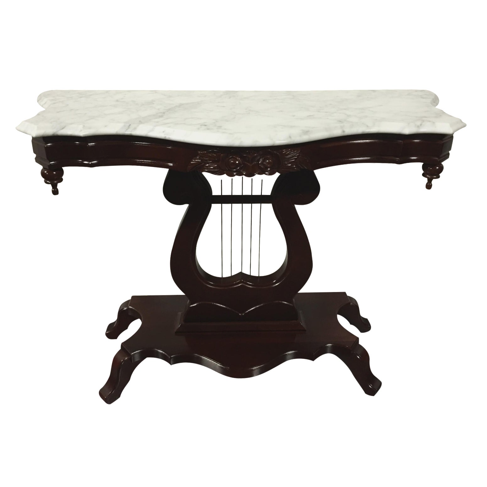 Vintage Kimball Victorian Lyre Harp Console Table Chairish