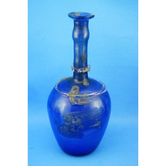 Cobalt Blue Scavo Glass Bottle Vase attributed to Mario Pinzon for Seguso, Italy, 1960s For Sale - Image 4 of 17