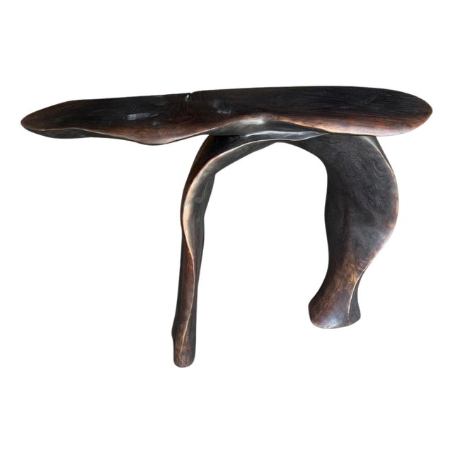 Andrianna Shamaris Sculptural Mahogany Wood Console Table Or Desk For Sale