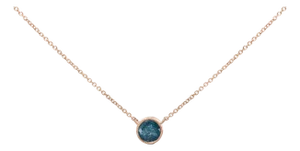 14K Rose Gold 2.0 Cttw Bezel Set Blue Diamond Solitaire Pendant Necklace - 18" Inches
