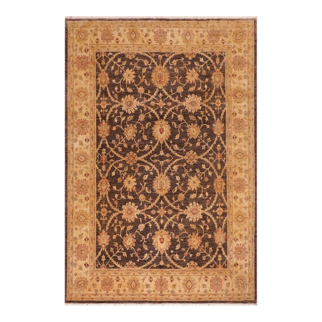 Classic Ziegler Brown Tan Hand-Knotted Wool Rug - 8'2'' X 9'11'' For Sale