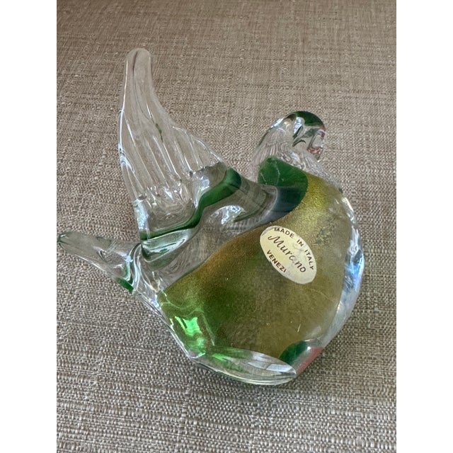 Vintage Murano Barovier Toso Yellow Blue Spots Gold Fleck Italian Art Glass Love Bird Figurine Paperweight For Sale - Image 10 of 12