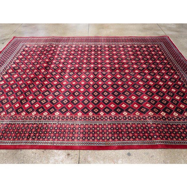 Galerie Shabab Collection Vintage Mashad Art Deco Style Black and Red Rug For Sale In New York - Image 6 of 10
