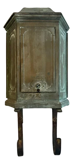 Patinated Wall Mount Metal Mail and Paper Box with Door