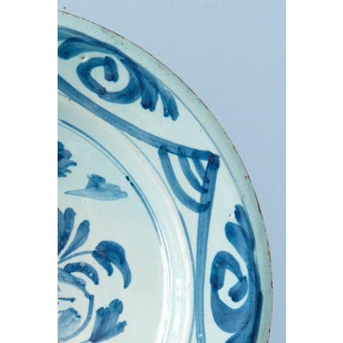 18th Century Dutch Delft Blue & White Peacock Dish For Sale - Image 3 of 9