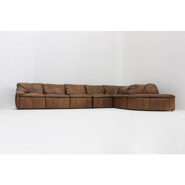 Vintage Brown Leather Modular Sofa from Laauser, 1970s, Set of 7 For Sale - Image 12 of 12