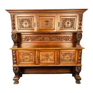 R. J. Horner Victorian Sideboard, Full Griffins, Figural, 1880s, Refinished For Sale