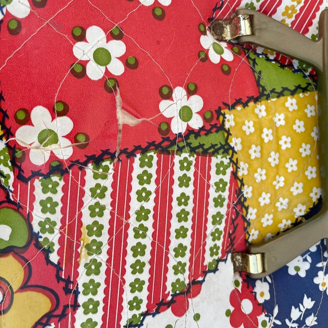 1970s Vintage 1970s Faux Patchwork Sewing Box For Sale - Image 5 of 9