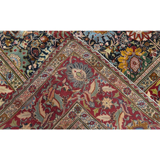 Fine Antique Persian Tabriz Floral Red Handmade Wool Rug For Sale In New York - Image 6 of 11