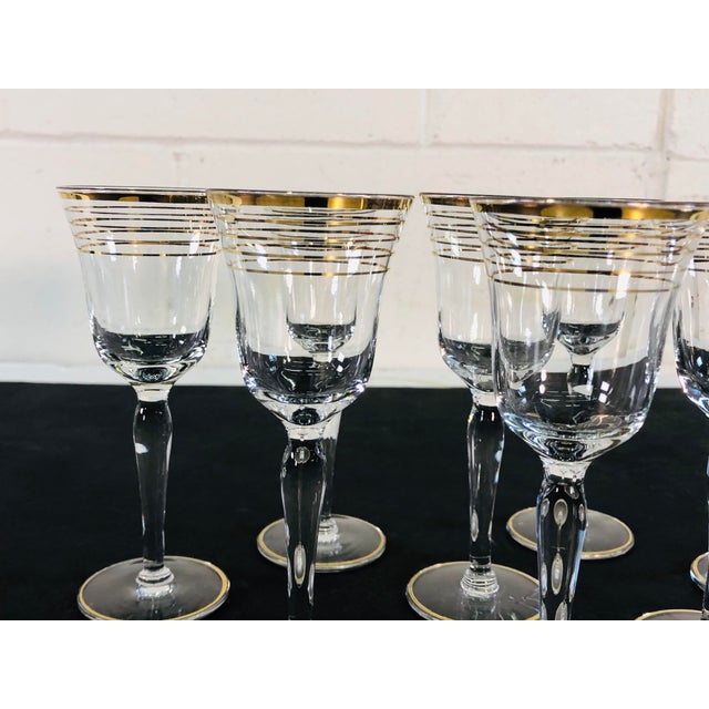 Vintage Art Deco Gold Ring Small Glass Stems, Set of 8 For Sale - Image 4 of 9