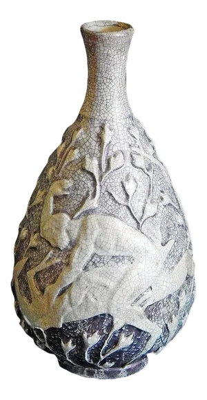 Nude Hunters with Deer' by Jean Mayodon (1893-1967 France) Ceramic Vase Circa 1930s
