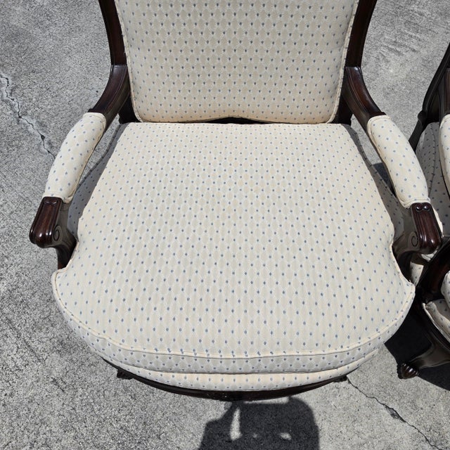 1990s Howard Miller French Country Fauteuil Armchairs a Pair For Sale - Image 5 of 16