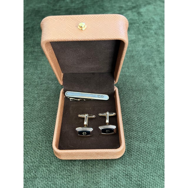 Rare Vintage Dupont Lighter & Christian Dior Cufflinks & Neck Tie Gift Set For Sale - Image 12 of 18