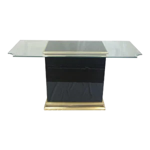 Pierre Cardin Black Glass and Brass Console Table