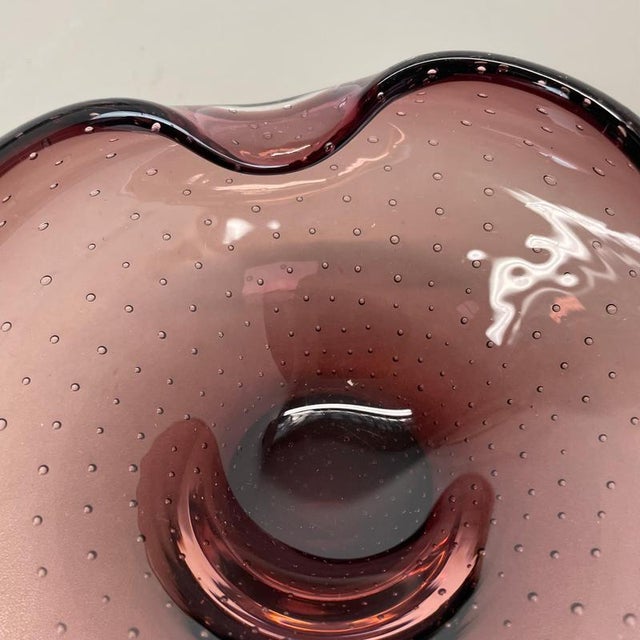 Large Purple Murano Bubble Glass Shell Ashtray, Italy, 1970s For Sale - Image 11 of 18