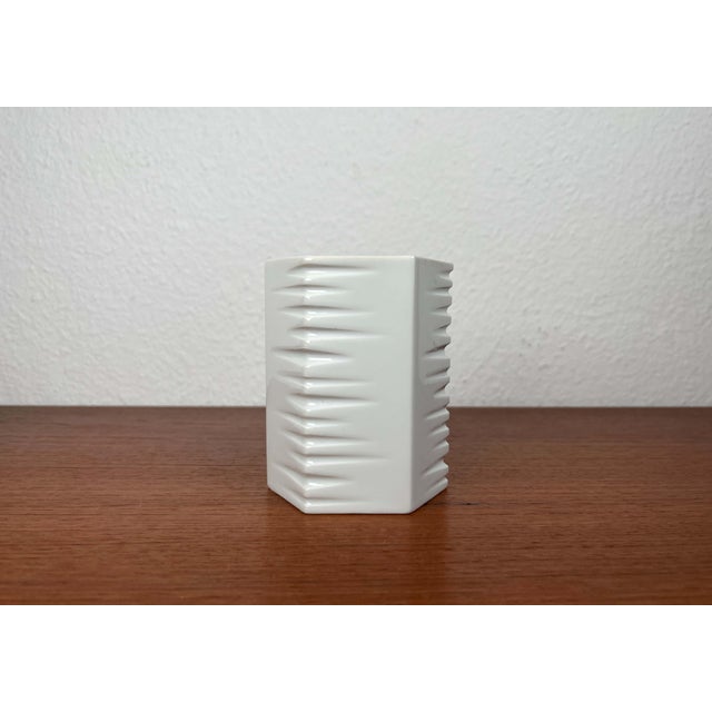 White Vintage German White Porcelain Vase, 1980s For Sale - Image 8 of 12