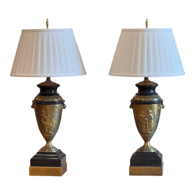 1920s Gilded Bronze and Marble Lamps - a Pair For Sale