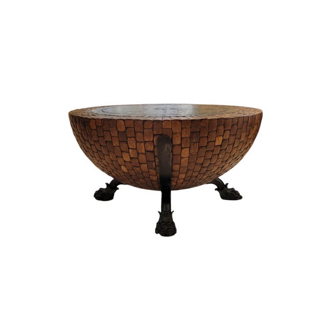 Contemporary Late 20th Century Kreiss “Nairobi” Coconut Shell & Bronze Drum Cocktail Table For Sale - Image 3 of 9