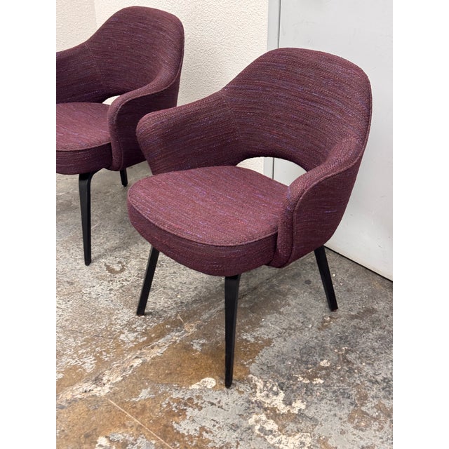 Eggplant Eero Saarinen for Knoll Studio Aubergine Executive Armchairs, Pair For Sale - Image 8 of 12